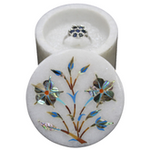 Handmade Natural Paua Shell Inlaid White Marble Trinket Box